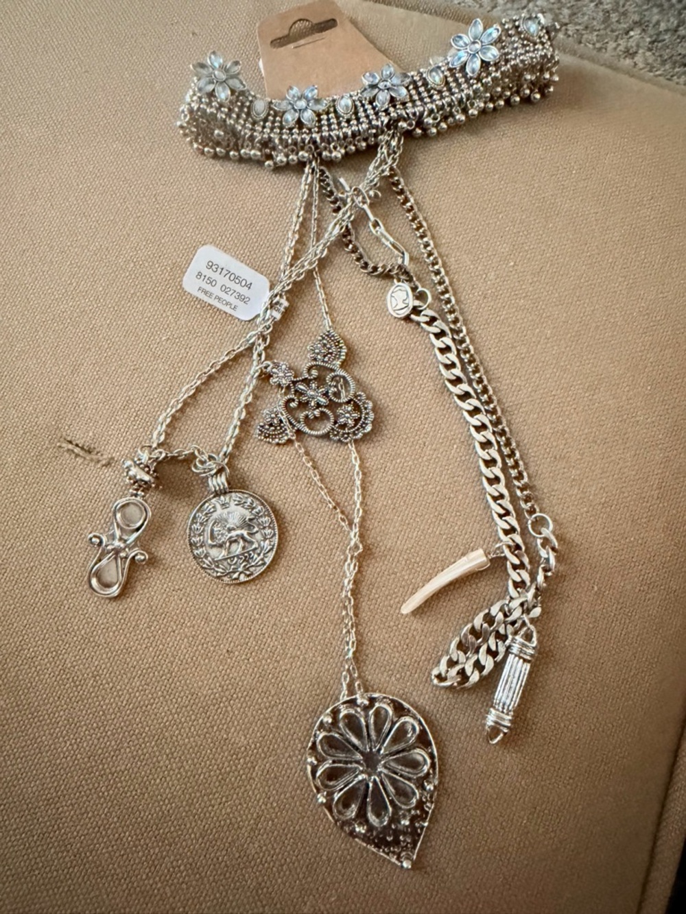 Free People Silver-Tone Layered Pendant Necklace Set 🔥 $58